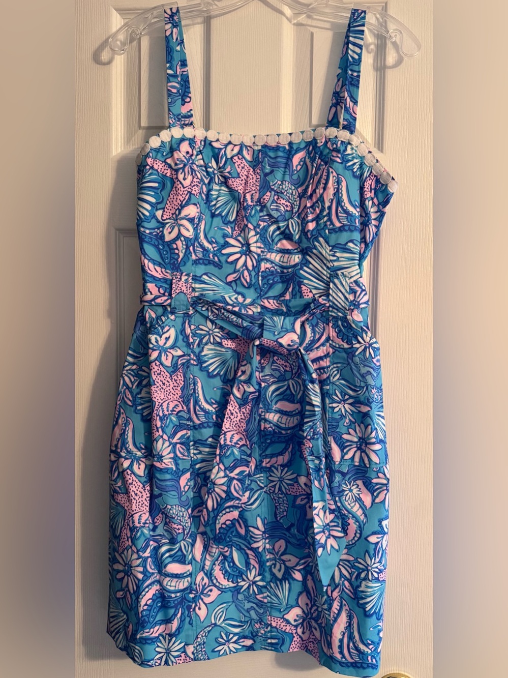 Lilly Pulitzer, Size 8, Almafi Blue Sound The Sirens, Stretch Cotton Dress